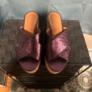 Purple Coach wedge sandals